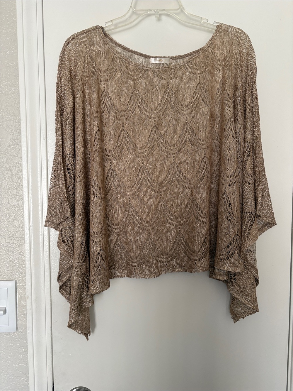Lightweight Crochet Knit Dolman Top - Gold by matty m.